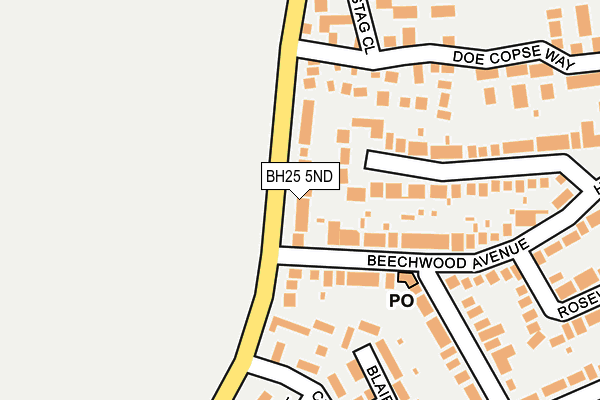 BH25 5ND map - OS OpenMap – Local (Ordnance Survey)
