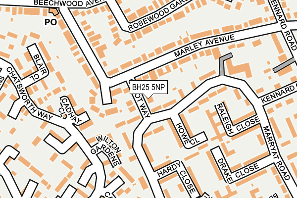 BH25 5NP map - OS OpenMap – Local (Ordnance Survey)