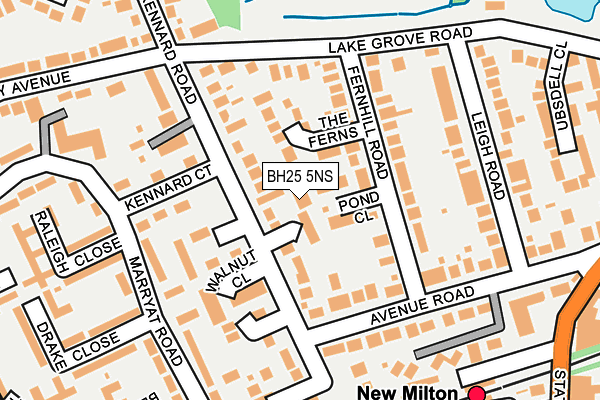 BH25 5NS map - OS OpenMap – Local (Ordnance Survey)
