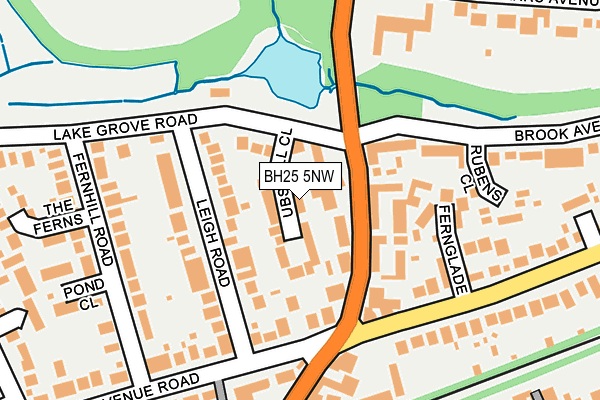 BH25 5NW map - OS OpenMap – Local (Ordnance Survey)