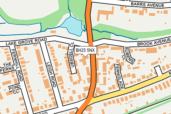 BH25 5NX map - OS OpenMap – Local (Ordnance Survey)