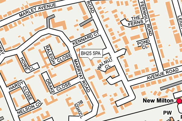 BH25 5PA map - OS OpenMap – Local (Ordnance Survey)