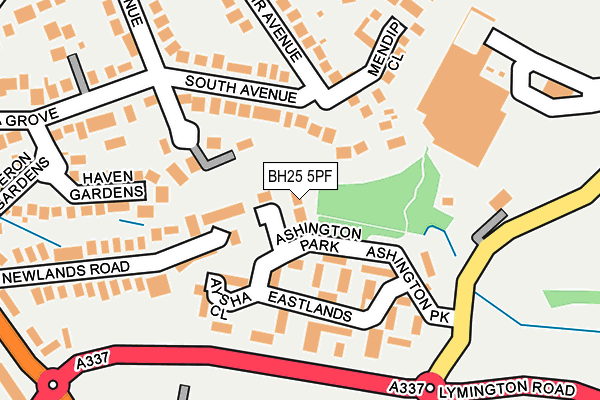 BH25 5PF map - OS OpenMap – Local (Ordnance Survey)