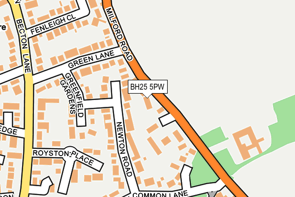 BH25 5PW map - OS OpenMap – Local (Ordnance Survey)
