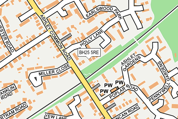BH25 5RE map - OS OpenMap – Local (Ordnance Survey)