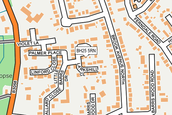 BH25 5RN map - OS OpenMap – Local (Ordnance Survey)
