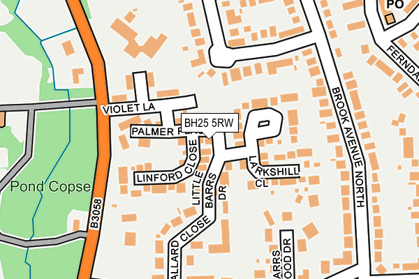 BH25 5RW map - OS OpenMap – Local (Ordnance Survey)