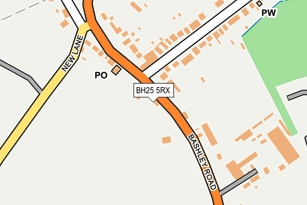 BH25 5RX map - OS OpenMap – Local (Ordnance Survey)