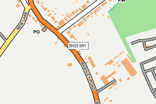 BH25 5RY map - OS OpenMap – Local (Ordnance Survey)