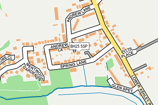 BH25 5SP map - OS OpenMap – Local (Ordnance Survey)