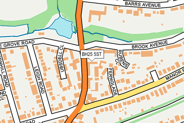 BH25 5ST map - OS OpenMap – Local (Ordnance Survey)