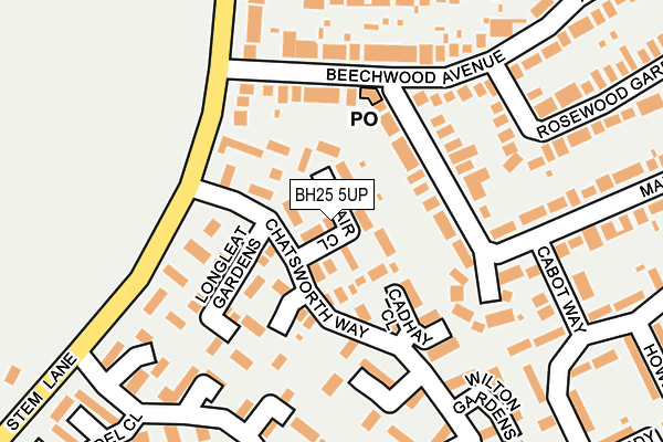 BH25 5UP map - OS OpenMap – Local (Ordnance Survey)