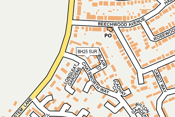BH25 5UR map - OS OpenMap – Local (Ordnance Survey)