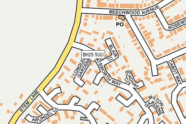 BH25 5UU map - OS OpenMap – Local (Ordnance Survey)