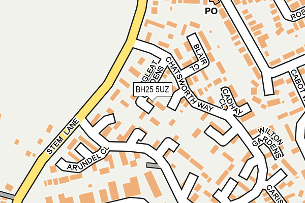 BH25 5UZ map - OS OpenMap – Local (Ordnance Survey)
