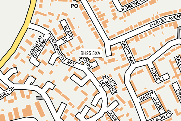 BH25 5XA map - OS OpenMap – Local (Ordnance Survey)