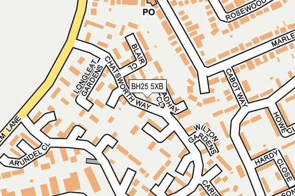 BH25 5XB map - OS OpenMap – Local (Ordnance Survey)