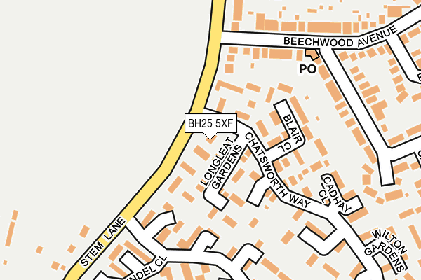 BH25 5XF map - OS OpenMap – Local (Ordnance Survey)
