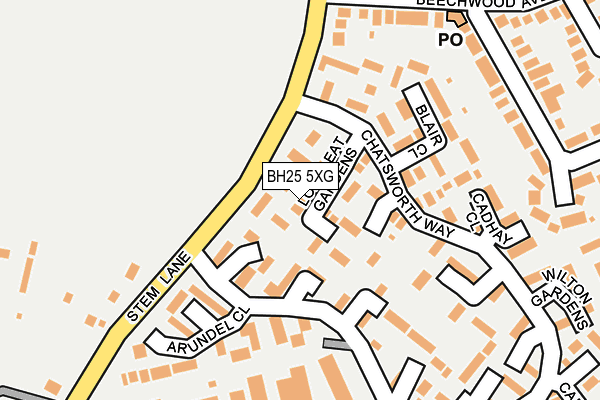BH25 5XG map - OS OpenMap – Local (Ordnance Survey)