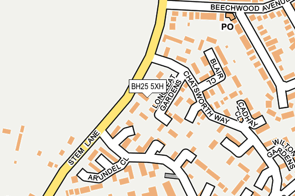 BH25 5XH map - OS OpenMap – Local (Ordnance Survey)