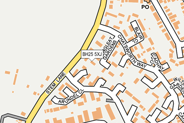 BH25 5XJ map - OS OpenMap – Local (Ordnance Survey)