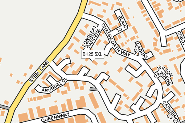 BH25 5XL map - OS OpenMap – Local (Ordnance Survey)
