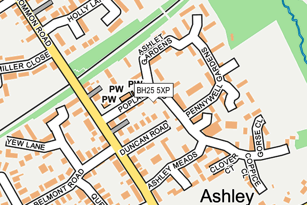 BH25 5XP map - OS OpenMap – Local (Ordnance Survey)