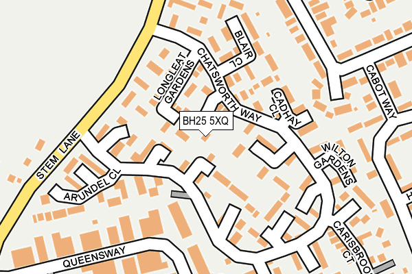 BH25 5XQ map - OS OpenMap – Local (Ordnance Survey)