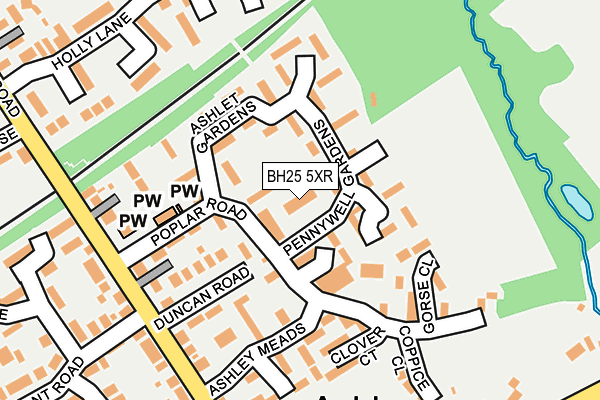 BH25 5XR map - OS OpenMap – Local (Ordnance Survey)