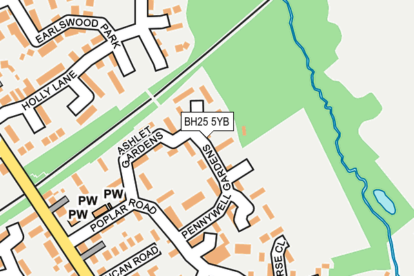 BH25 5YB map - OS OpenMap – Local (Ordnance Survey)