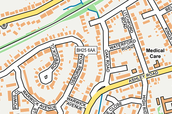 BH25 6AA map - OS OpenMap – Local (Ordnance Survey)