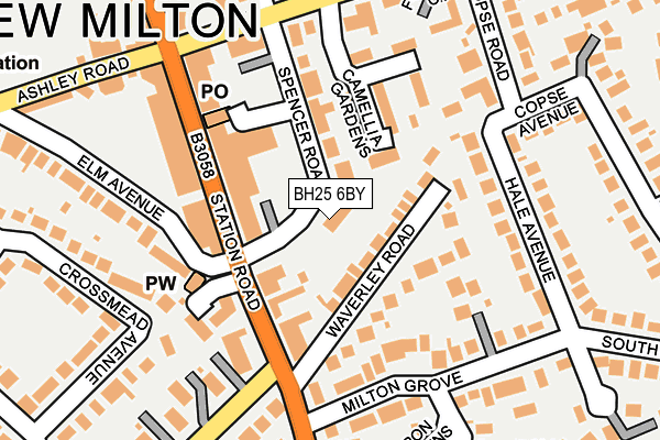 BH25 6BY map - OS OpenMap – Local (Ordnance Survey)
