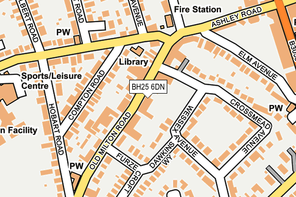 BH25 6DN map - OS OpenMap – Local (Ordnance Survey)