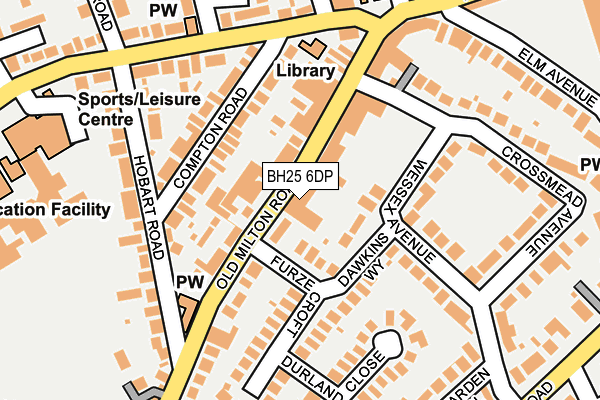 BH25 6DP map - OS OpenMap – Local (Ordnance Survey)