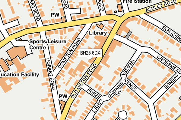 BH25 6DX map - OS OpenMap – Local (Ordnance Survey)