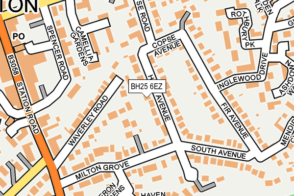 BH25 6EZ map - OS OpenMap – Local (Ordnance Survey)