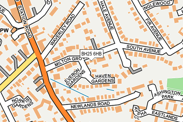 BH25 6HB map - OS OpenMap – Local (Ordnance Survey)
