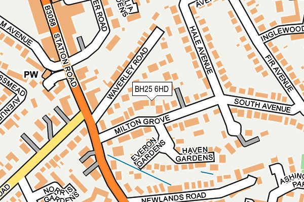 BH25 6HD map - OS OpenMap – Local (Ordnance Survey)