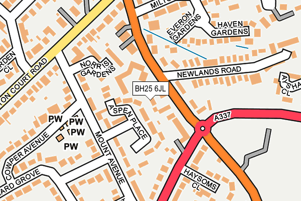 BH25 6JL map - OS OpenMap – Local (Ordnance Survey)