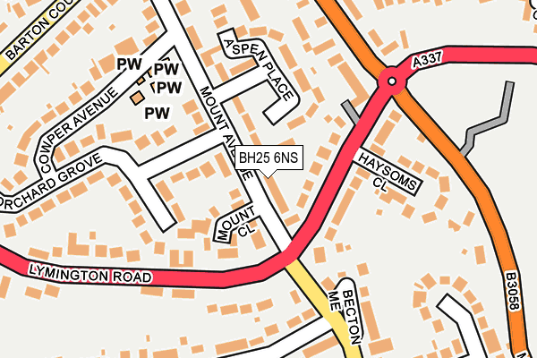 BH25 6NS map - OS OpenMap – Local (Ordnance Survey)