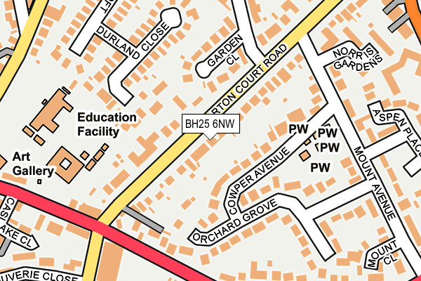BH25 6NW map - OS OpenMap – Local (Ordnance Survey)