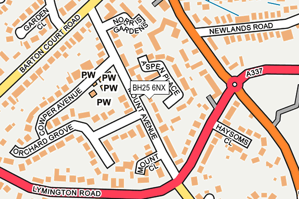 BH25 6NX map - OS OpenMap – Local (Ordnance Survey)