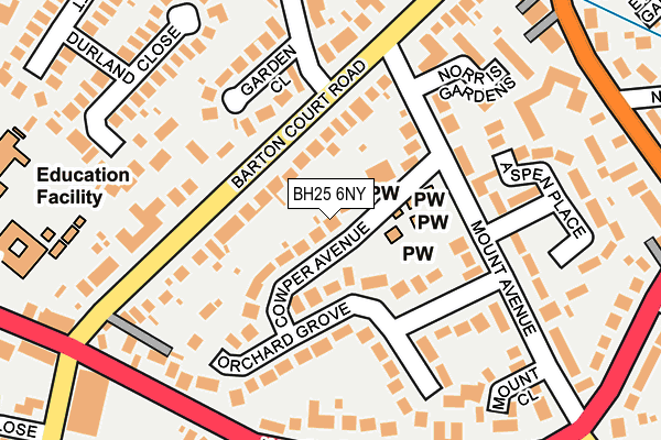 BH25 6NY map - OS OpenMap – Local (Ordnance Survey)