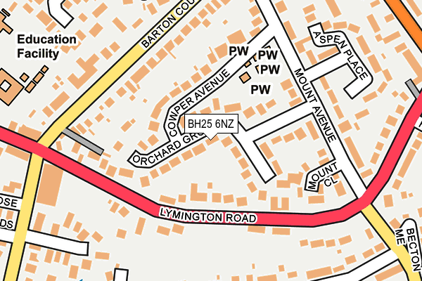 BH25 6NZ map - OS OpenMap – Local (Ordnance Survey)