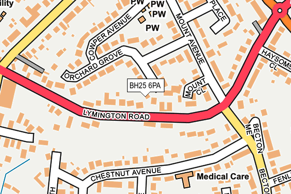 BH25 6PA map - OS OpenMap – Local (Ordnance Survey)