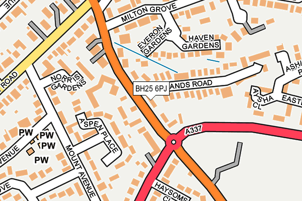 BH25 6PJ map - OS OpenMap – Local (Ordnance Survey)
