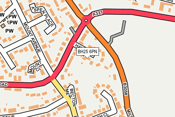 BH25 6PN map - OS OpenMap – Local (Ordnance Survey)
