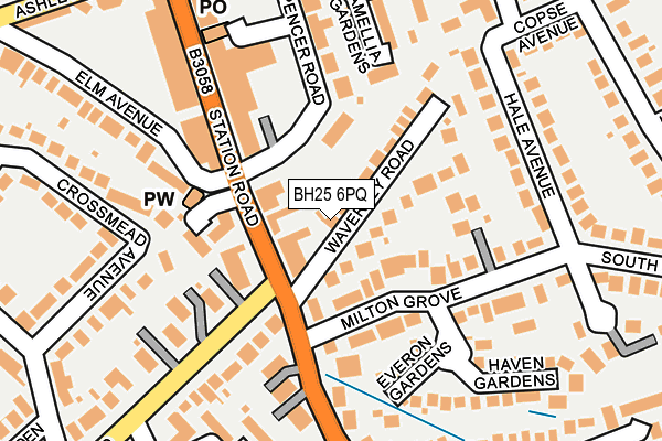 BH25 6PQ map - OS OpenMap – Local (Ordnance Survey)