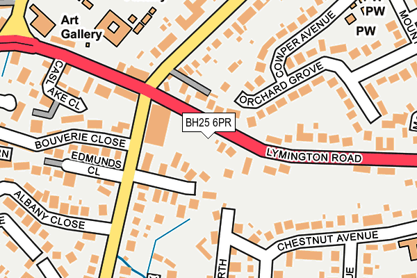 BH25 6PR map - OS OpenMap – Local (Ordnance Survey)
