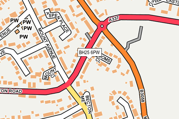 BH25 6PW map - OS OpenMap – Local (Ordnance Survey)